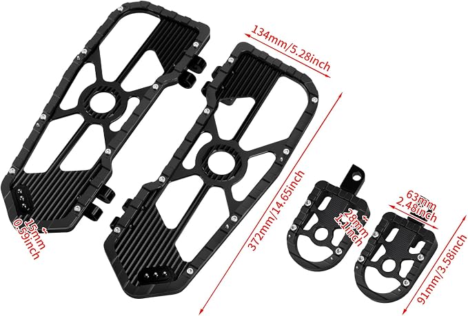 Motorcycle Floorboards Driver Passenger Footboards Wide Foot Pegs Board Pedal Compatible with Touring Electra Road Street Glide Softail Road King Black Edge