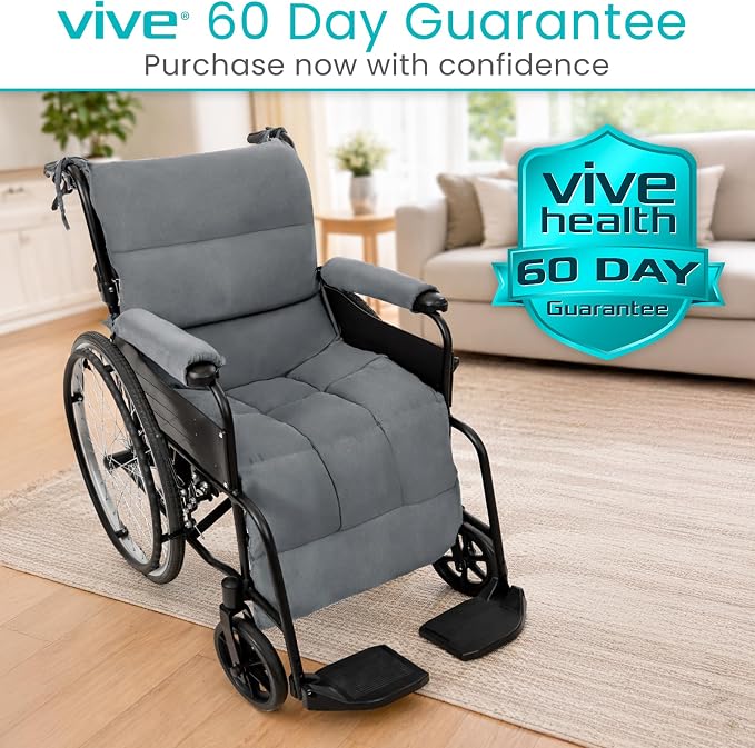 Vive Wheelchair Seat Cushion - Comfortable Back Pressure, Pain Relief - for Desk, Office, Car, Gaming Chair - Large, Soft Non-Slip Pillow for Coccyx - Folding Lower Tailbone Support