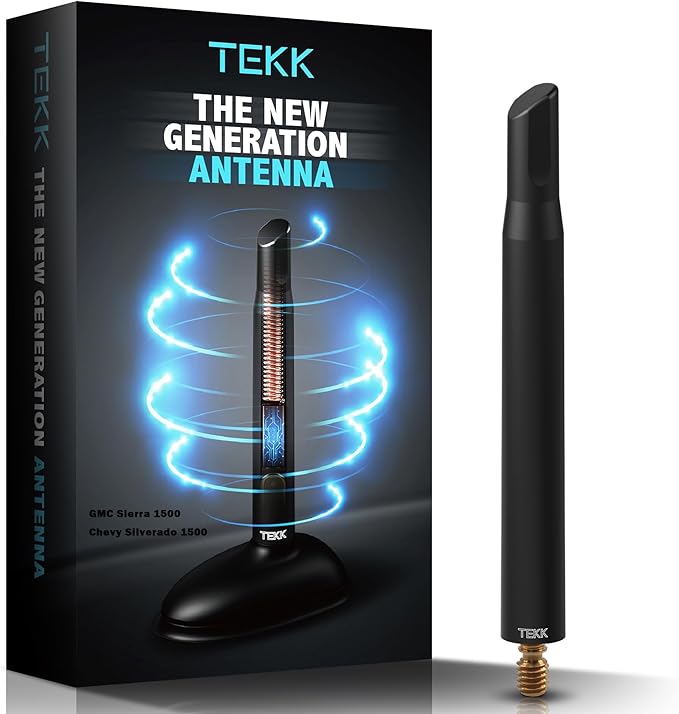 Tekk Short Antenna Compatible with 2012+ GMC Sierra 1500/2012+ Chevy Silverado 1500 / Designed for Optimized FM/AM Reception / 4.8 Inches
