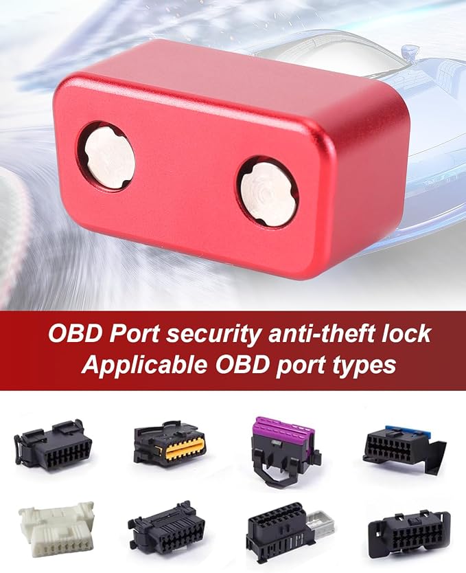 OBD Lock OBD2 Port Locking Tool, Metal OBD Port Protector for Cars, SUV, Trucks, OBD-II Anti Theft Protector Antitheft Accessories (RED)