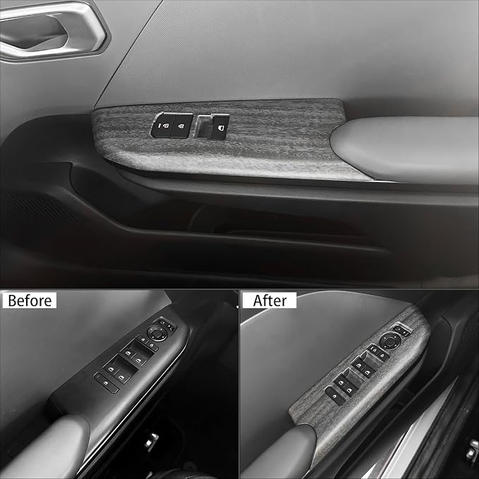 Car Interior Window Switch Panel Cover Side Door Glass Lock Control Button Cover Compatible with Kia K4 2025 2026 Accessories (Wood Grain Style)