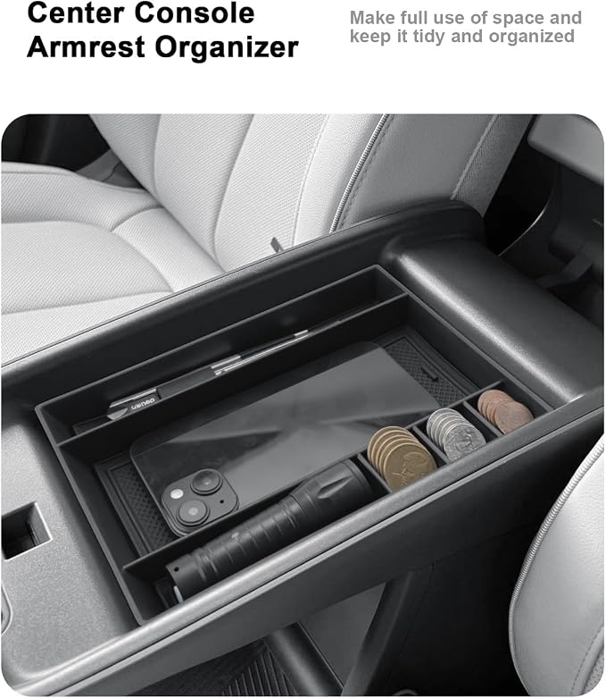 2026 Ioniq 5 Center Console Organizer - 2 Pcs Armrest Box Storage Tray + Lower Center Console Tray For 2025-2026 Hyundai Ioniq 5(SE/SEL/Limited/XRT) Accessories - Not For Ioniq 5 N Edition