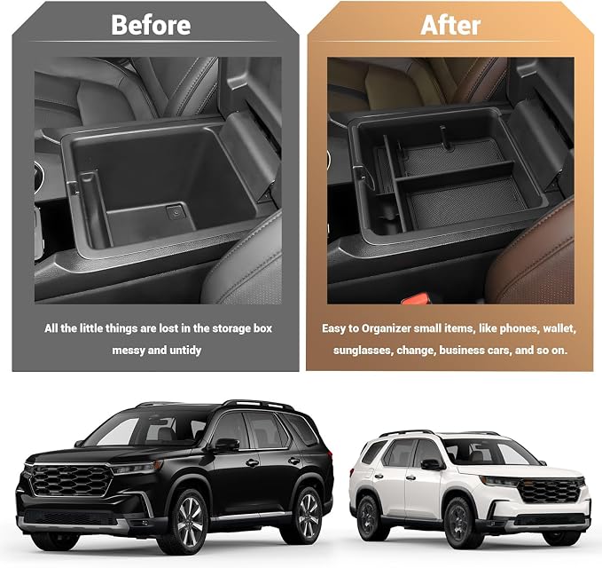 (3Pack) Center Console Organizer Compatible with 2026 Honda Passport Console Tray Middle Console Storage Wireless Charging Protecive Mat Cup Holder Inserts 2026 Honda Passport Trailsport Accessories
