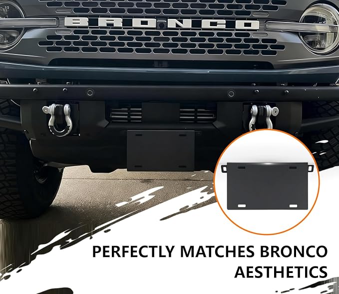 GZSH 2025 Upgrade Center Console Organizer fit for 2025 Ford Bronco 4 Door and License Plate Frame Compatible with Ford Bronco 2025 2024 2023 2022 2021 2/4-Door