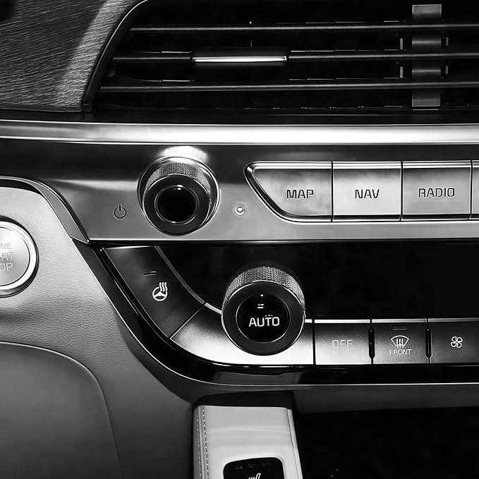 5PCS Aluminum Car Drive Mode Gear Shift Switch Cover,Radio Audio Volume Adjustment Knob Cover,AC Switch Button Knob Cover Compatible with Kia Telluride 2020-2025 Accessories (Black)