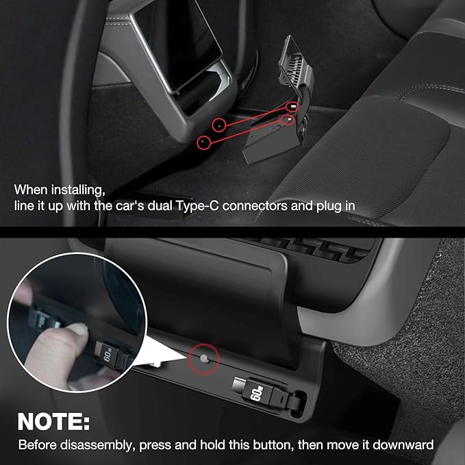 Retractable Center Console USB Hub for Model 3 Highland 2024 / Model Y Juniper 2025, THELIFELICIOUS Car Phone Charger Suitable for Updated Model 3/Y Accessories Fast Charging Docking Station