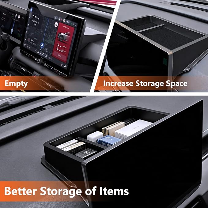 12.9-Inch Behind Screen Center Console Organizer Tray For 2026 Toyota RAV4 Hybrid (XSE/Limited)&Plug-in Hybrid (XSE/GR SPORT) ABS Material, 6th Gen RAV4 Hybrid&PHEV Accessories