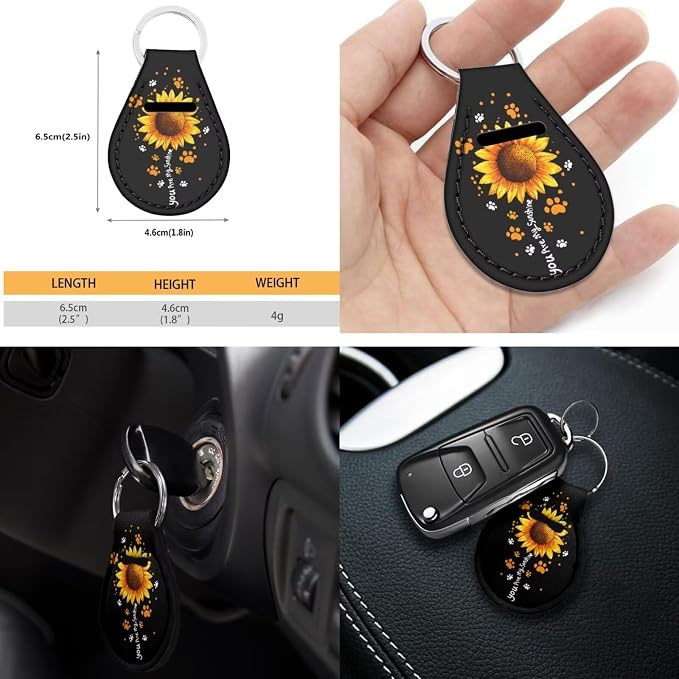 POLERO You are My Sunshine Car Seat Cover Set for Women Cute Dog Paws Print Car Accessories 11pcs Steering Wheel Cover Sets with Keychains