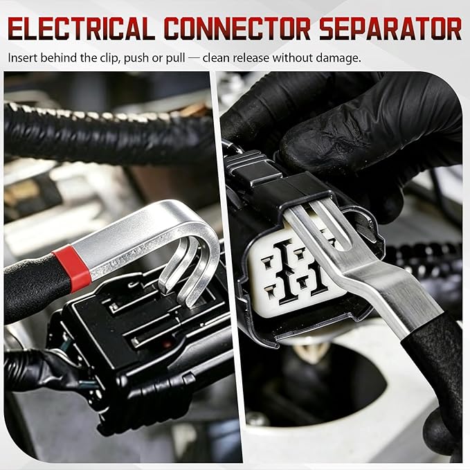 10 PCS Electrical Disconnect Pliers, Electrical Connector Removal Tool for Cars, Trucks & SUVs with Storage Box & Gloves