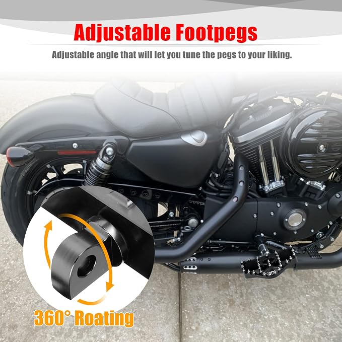 Goldfire Motorcycle Driver Floorboards Mini MX Style Footrest Boards Front Rear Foot Pegs for Harley Touring Road King Sportster 883 Dyna Softail (MINI Floorboards)