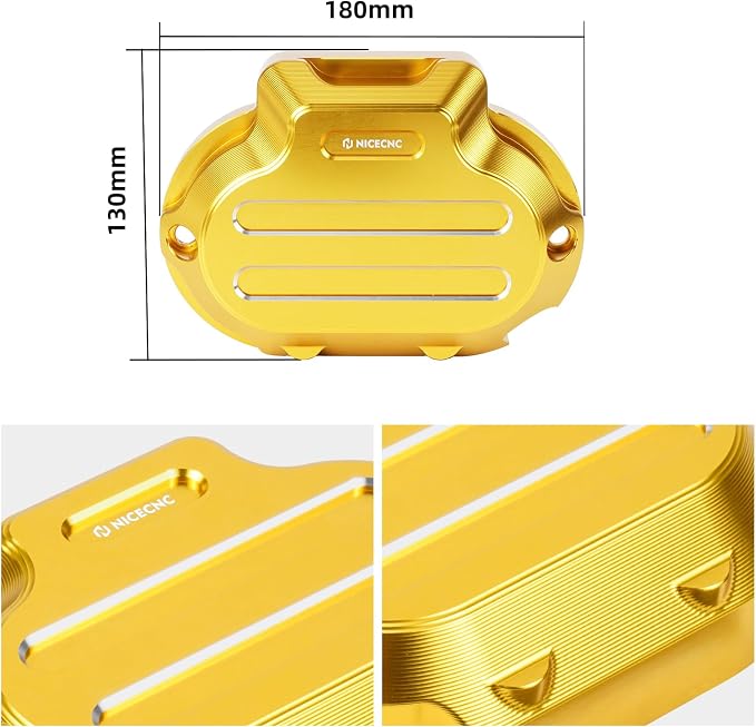 NICECNC Gold Transmission Side Cover Aluminum Compatible with Harley Electra Glide Standard FLHT 2017-2020, CVO Road Glide FLTRXSE 2017-2020, Replacement for 25800057, See Fitments