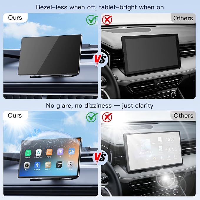 9" Carplay Screen for Car, Portable Wireless Car Play Screen for Apple CarPlay & Android Auto, OTA Updates, Backup Camera, Mirror Link, Voice Control, GPS Navigation, Bluetooth 5.0, FM/AUX