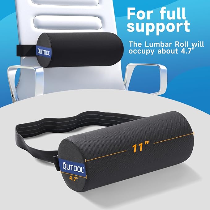 QUTOOL Seat Cushion & Soft Lumbar Roll for Office Chair