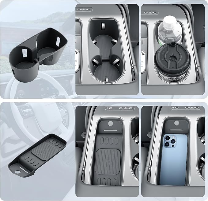 BIBIBO 2Packs for 2026 Hyundai Palisade Center Console Cup Holder 2026 Hyundai Palisade Console Wireless Charging Mats & Console Cup Holder Insert 2026 Palisade Silicone Console Tray 2026 Palisade