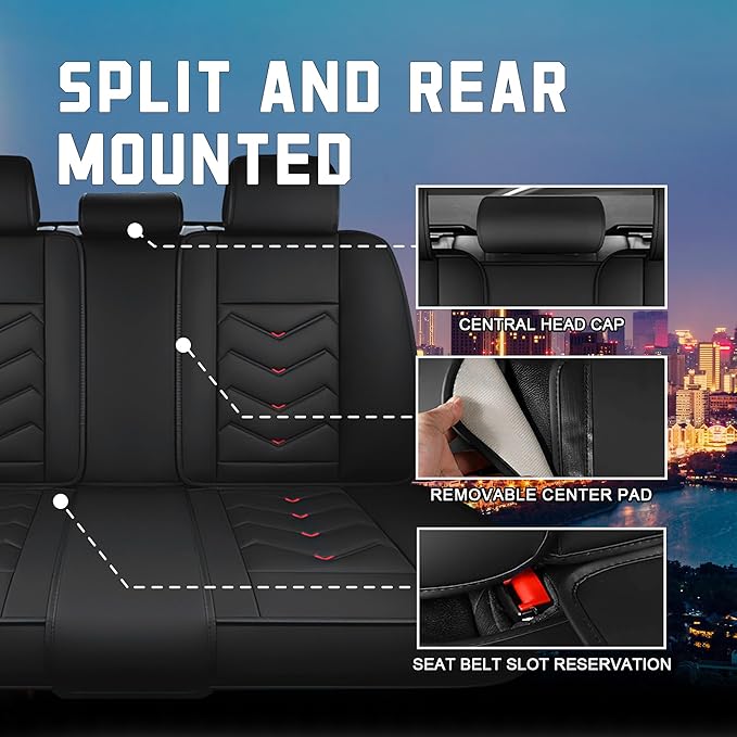 CTDS Car Seat Covers for Chevy Equinox 2005-2026, Stylish Sport Seat Cover, Premium Nappa Leather Car Seat Cover. Automobile Seat Covers Sets.(Luxury 5 Seats/Black Red)