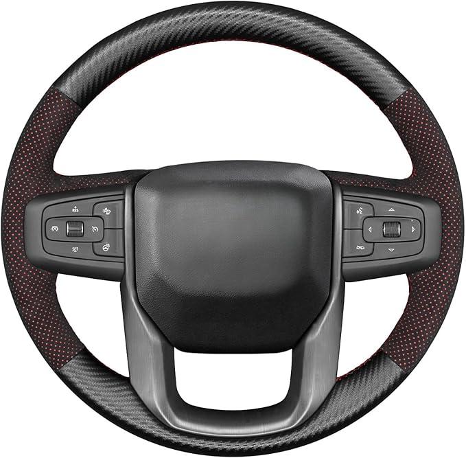 MEWANT Hand Stitch Car Steering Wheel Protector Wrap Cover for GMC Sierra 1500 2019-2023, 2500 2020-2024, 3500 2020-2024, Sierra Limited 2022, Yukon (XL) 2021-2023 Accessories