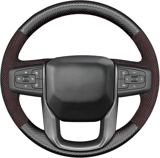 MEWANT Hand Stitch Car Steering Wheel Protector Wrap Cover for GMC Sierra 1500 2019-2023, 2500 2020-2024, 3500 2020-2024, Sierra Limited 2022, Yukon (XL) 2021-2023 Accessories