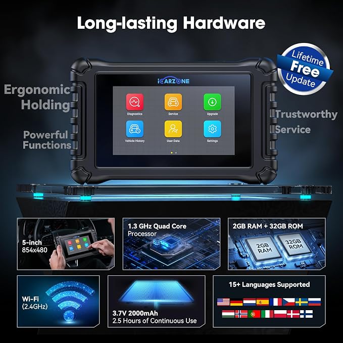 4 Systems OBD2 Scanner UR600 ABS SRS Engine Transmission Car Code Reader with 50 Services Bidirectional Test of 4 Systems Battery Test ECU Coding Diagnostic Scan Tools Lifetime Free Upgrade