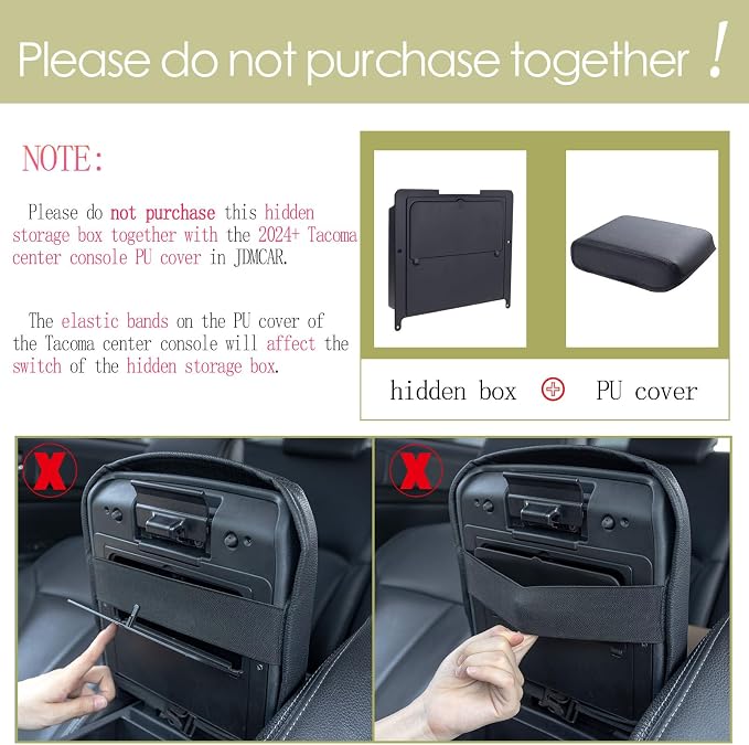 JDMCAR Center Console Organizer and One-Touch Hidden Storage Box Compatible with 2024 2025 Toyota Tacoma and 2025 4Runner Accessories