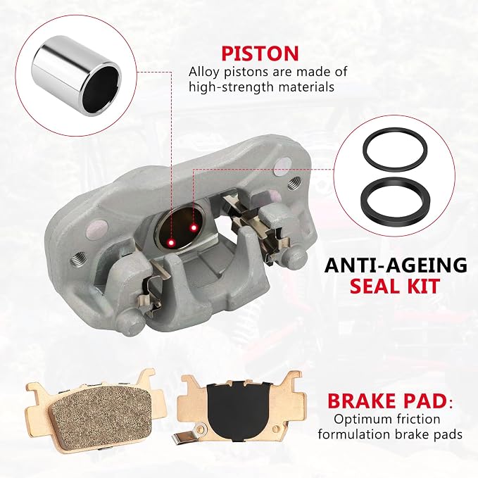 M MATI Rear Left Brake Caliper & Sintered Pad Kit for Honda Pioneer 1000 Talon 1000 1000X 1000R SXS1000 2016-2023 with Sintered Pad Kit 43150-HL4-A01 43150-HL6-A01
