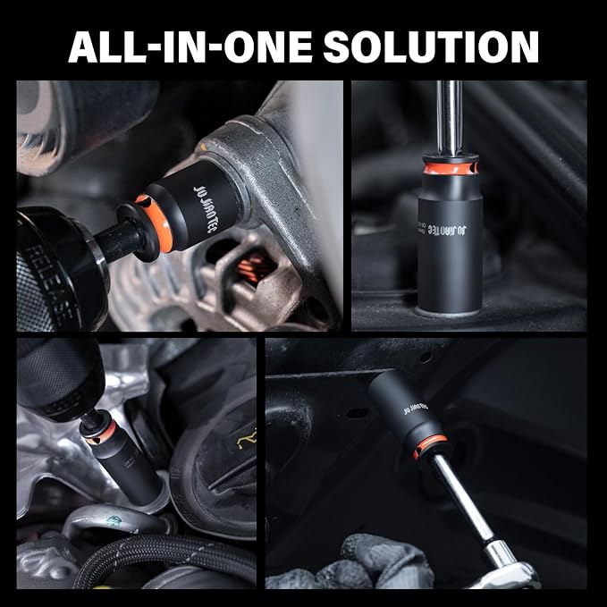 48-Piece 1/4" Drive Impact Socket Set, SAE & Metric (3/16"-9/16" & 4-15mm), Shallow & Deep Sockets Kit, 6-Point, Premium Cr-Mo Steel for Auto Repair, Sturdy Storage Case