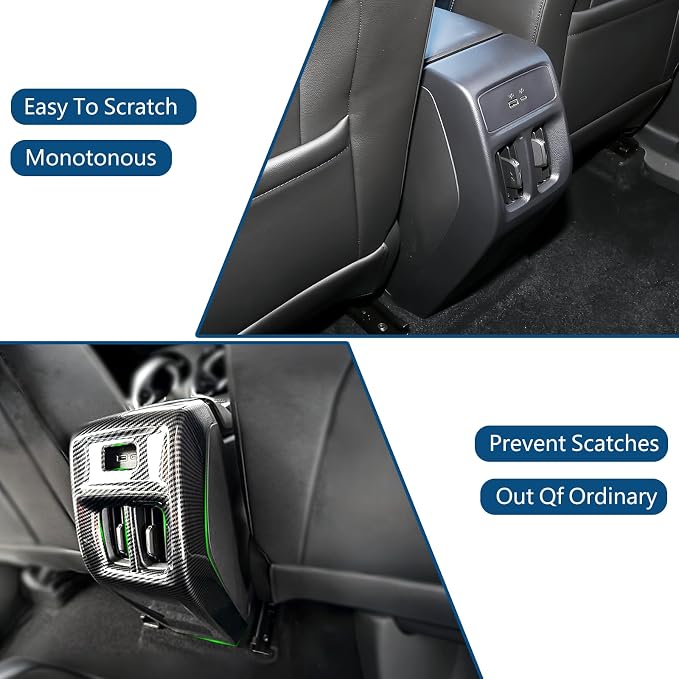 Rear Air Condition Vent Outlet Cover Anti Scratch Rear Center Air Vent Trim Decorative Auto Interior Accessories Kit ABS Material Imitation Carbon Fiber Pattern for Chevrolet Trax 2023-2026