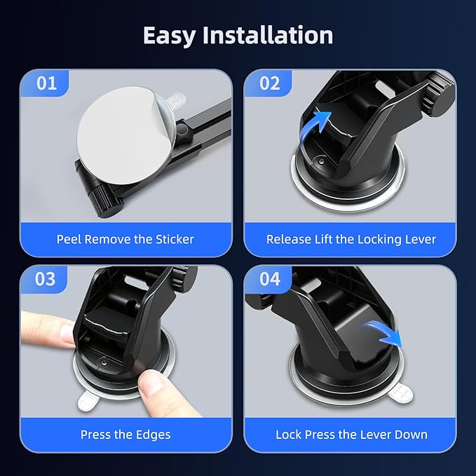 Car Phone Holder,Car Mount Charger,15W Wireless Charging & 10W Magnetic Charging(3 Connectors),Auto-Clamping Hands Free,Suction Cup Mount for Windshield,Mirror & Screen,Car Accessories & Gift