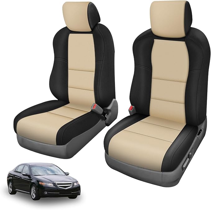 SAPUBK Custom-Fit Front Seat Covers Replace for 2004-2008 Acura TL, Driver and Passenger Premium Leather with Composite Soft Foam Lining Seat Cover