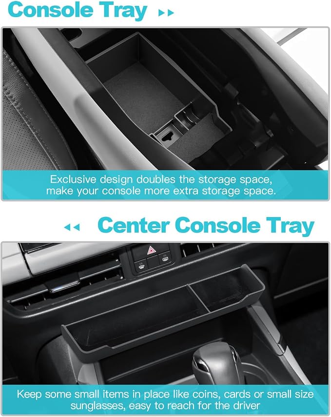 CDEFG 2Pcs for 2026 Mazda CX5 Center Console Organizer for 2026 Mazda CX-5 (S/Select/Preferred/Premium/Premium Plus) Accessories Middle Console Double Trays Storage Box