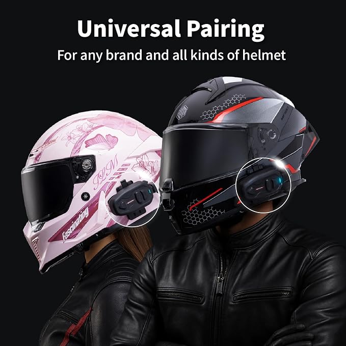BIKECOMM Salut Motorcycle Helmet Speakers Intercom – 1000M Range Wireless Speakers - Helmet Communication System, IP67, Black, Twin Pack