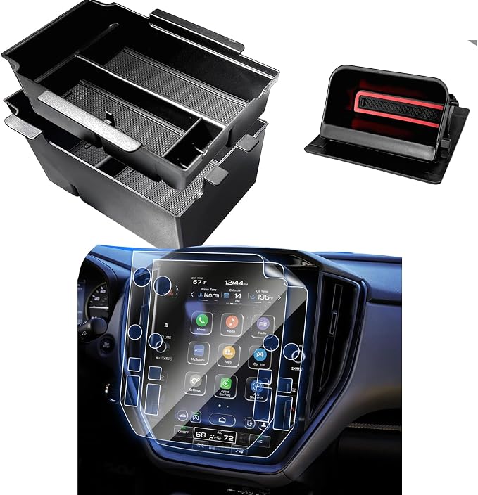 2024 2025 2026 Subaru Crosstrek Double Console Organizer & Fuse Box Coin Container Storage Tray& 11.6Inch Nav. Screen Protector