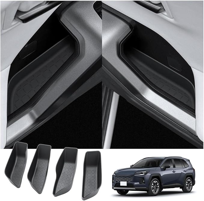 BIXUAN (4PCS) 2026 RAV4 Door Side Storage Boxes for 2026 Toyota RAV4 (6th Gen) Front & Rear Door Pocket Organizer Tray Set with Anti-Rattle Liners, 2026 RAV 4 Interior Accessories
