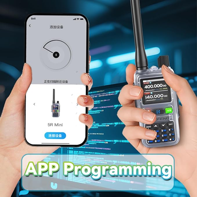BAOFENG UV5RMINI Two Way Radio NOAA Weather Radio Dual PTT 999CH Survival Radio APP Programming Copy Frequency Ham Radio