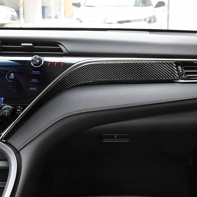 NVCNX Real Premium Carbon Fiber for Toyota Camry Accessories 2018-2024 2019 2020 2021 2022 2023 SE/LE/XSE/XLE/SE Nightshade/L/TRD Gas Hybrid Dash Passenger Side Panel Cover Interior Trim Sticker 2PCs