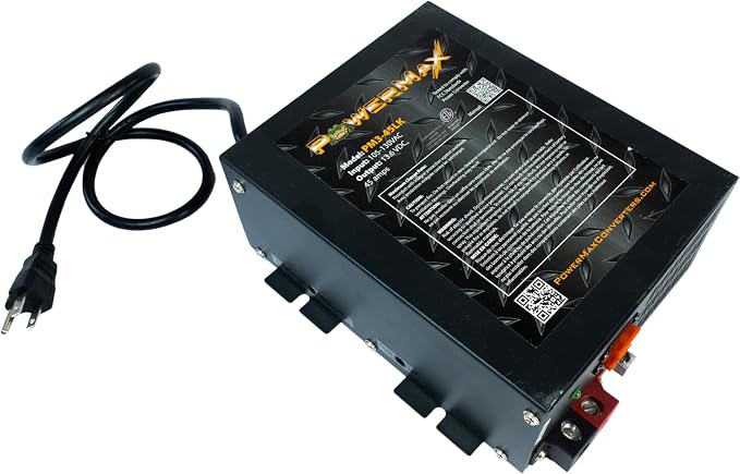 PowerMax PM3-45 Power Supply, AC to DC Converter 110/120 VAC to DC 0-12 Volt 45Amp, Battery Charger with 3 Stage Smart Charging Mode, Built-in Cooling Fan and LED Indicator Light, Lithium Compatible