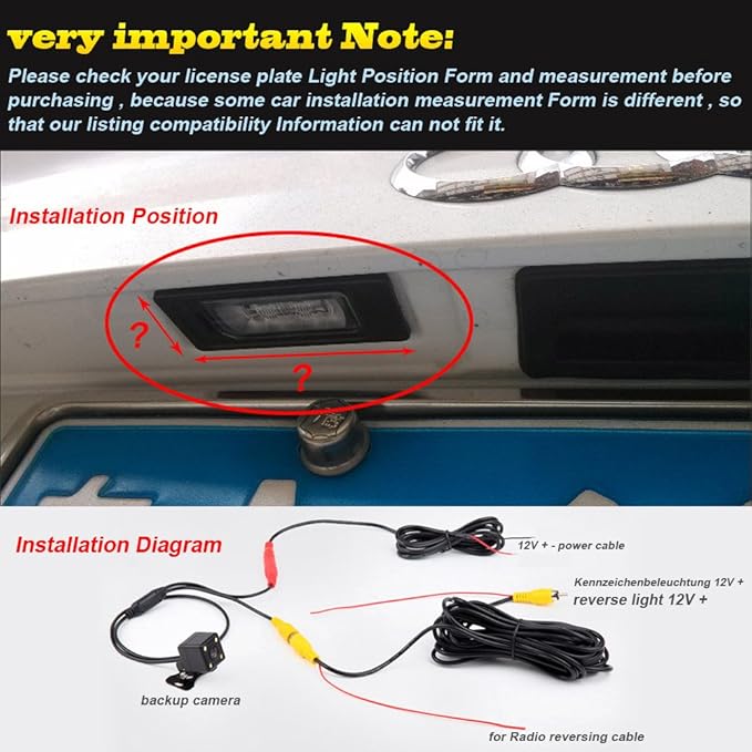 Waterproof Backup Camera Color Car Rear View Camera 170 Degree Angle for MB C E CLS Class W203 W211 W219 W209 Crossfire Roadster Waterproof Night Vision