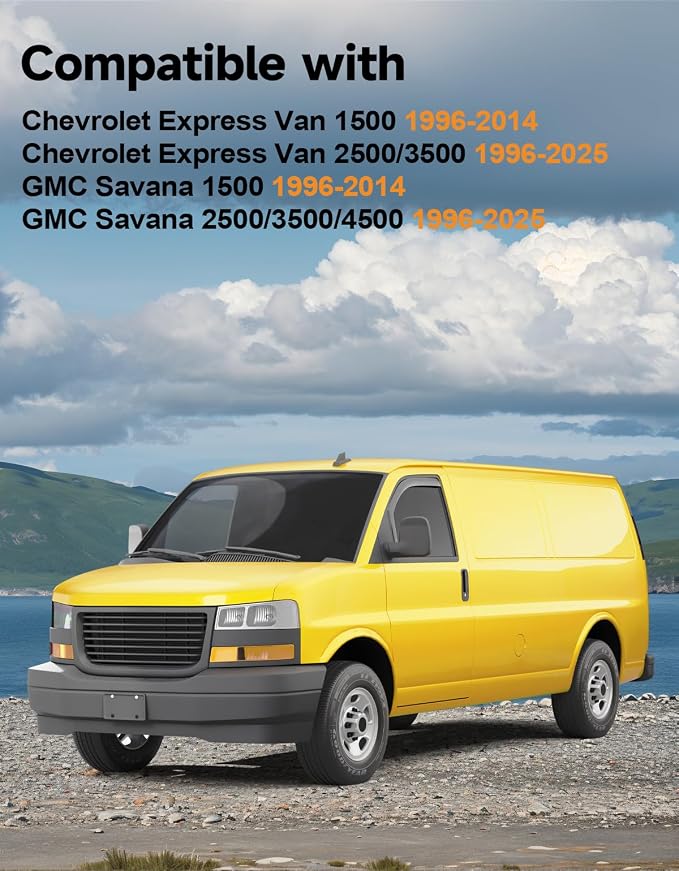 in-Channel Window Rain Guards Fit for Chevy Express Van 1996-2026 & GMC Savana 1996-2026 Rain Guard Extra Durable Window Deflectors Vent Visors Vent Shades Exterior Car Accessories