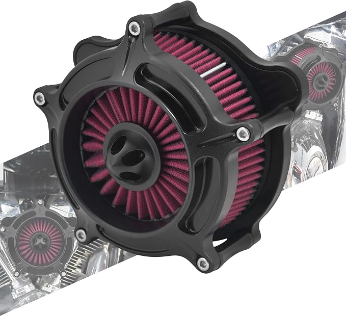 Air Cleaner Filter Aluminum Fit for Harley Touring Road King Street Glide Softail (Black Housing Red Element, D For M8 Touring 17-23 Trike 17-25 Softail 18-24)