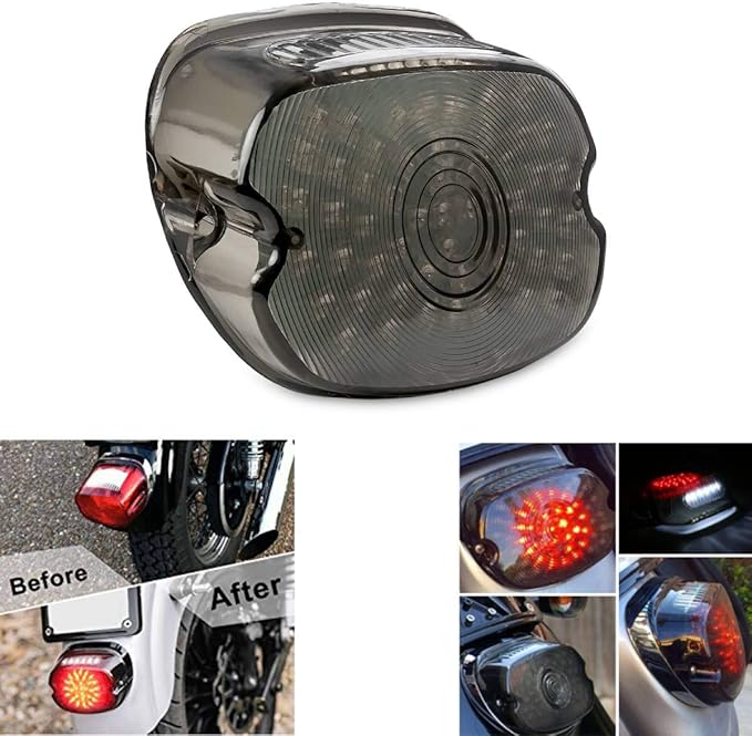 MZS Motorcycle Cover + Tail Light Compatible with Sportster Softail Dyna Road King Electra Glide Street Bob Fatboy