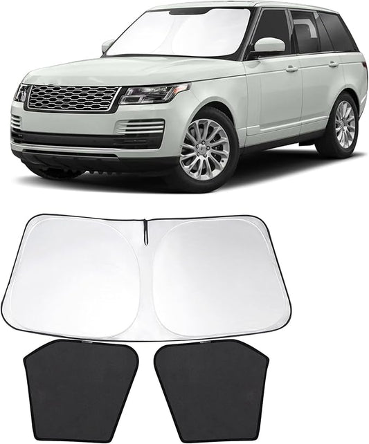 3PCS Car Window Shades Front Windshield Sun Shade Foldable Window Shade Custom Fit for 2013-2021 La-nd Ro-ver Range Rover (Not Fit Range Rover Sport) Shades Anti-UV Rays Block Heat