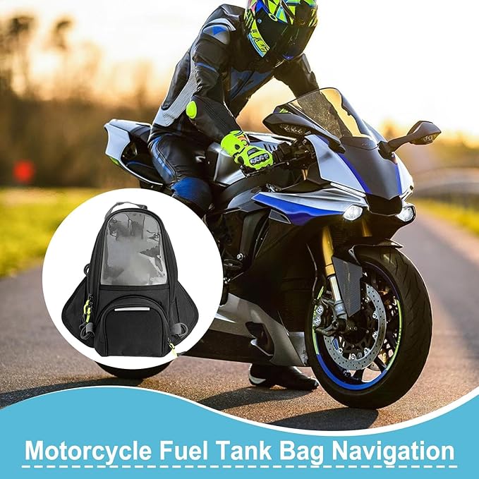 Magnetic Tank Bag - Waterproof Tank Organizer, Multi-Pocket Motorcycle Pouch | Compact Travel Companion Providing Weatherproof Protection for Long Road Trips, Storage Pack with Riding Use