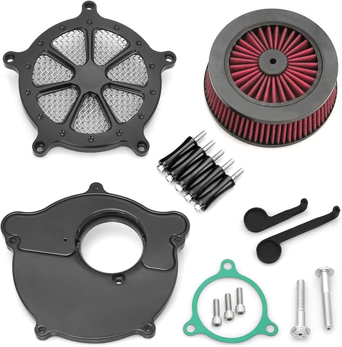 For harley air cleaner filter Sportster Softail Touring street road king glide Dyna for harley davidson air intake filters (Black Speed 7 style -red filter, D-For M8 Touring/Softail 2018-UP)