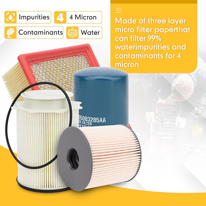 6.7L Cummins Fuel Filter Water Separator Set Replaces 68436631AA，68157291AA，05083285AA，53034051AB - Compatible with Dodge Ram 2500/3500/4500/5500（2019-2023）