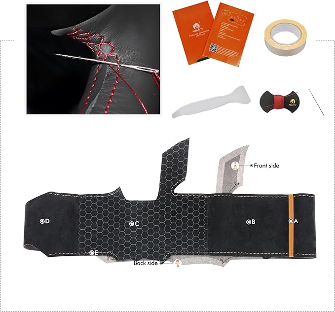 MEWANT DIY Stitching Car Steering Wheel Protector Wrap Cover for GMC Sierra 1500 2019-2023 / Sierra 1500 Limited 2022 / Sierra 2500 2020-2024 / Sierra 3500 2020-2024 / Yukon (XL) 2021-2023 Accessories