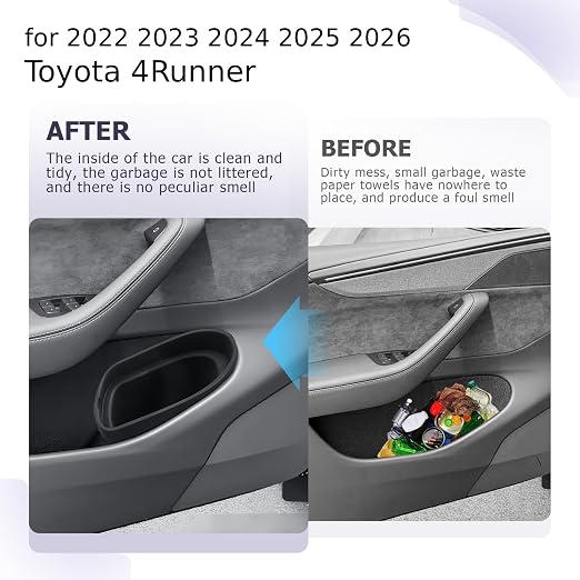 LUWU Car Trash Can for 4Runner 2022 2023 2024 2025 2026, Waterproof Silicone Auto Garbage Bin, Portable Door Mount Trash Bin, Interior Accessories for 4Runner 2025 2026