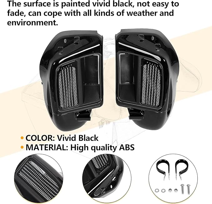 ECOTRIC Water-cooled Lower Vented Leg Fairing Compatible with 2014-UP Harley Davidson Touring Road King Road Glide Street Glide Glove Box
