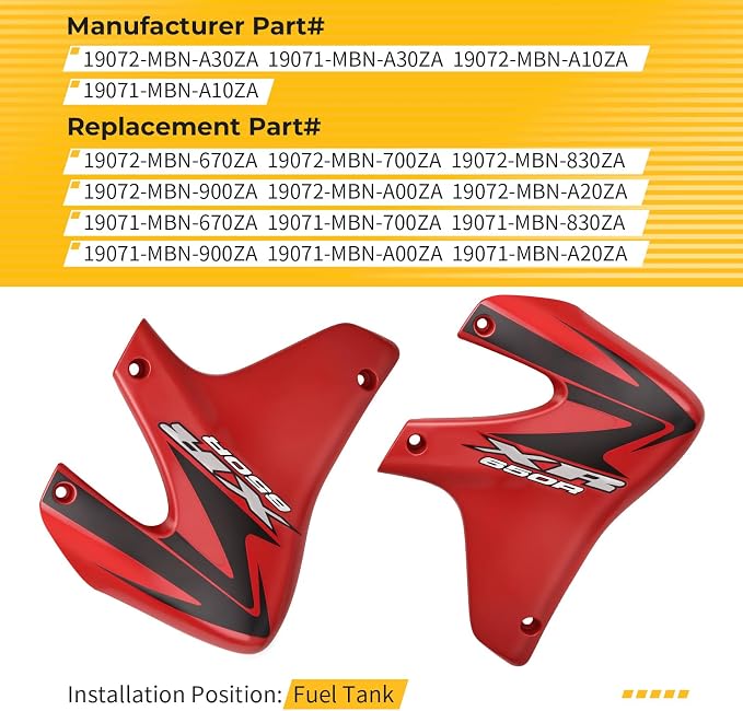 M MATI Left & Right Radiator Shroud for Honda XR650R 2000-2007 19072-MBN-A30ZA 19071-MBN-A30ZA 19072-MBN-A10ZA 19071-MBN-A10ZA
