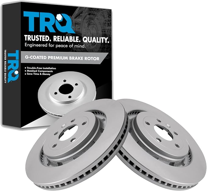 TRQ Front Brake Rotors Set Premium G-Coated Smooth Compatible with 13-19 Explorer 12-19 Flex 12-16 MKS MKT Police Interceptor Sedan Police Interceptor Utility 14-18 Special Service Sedan Taurus