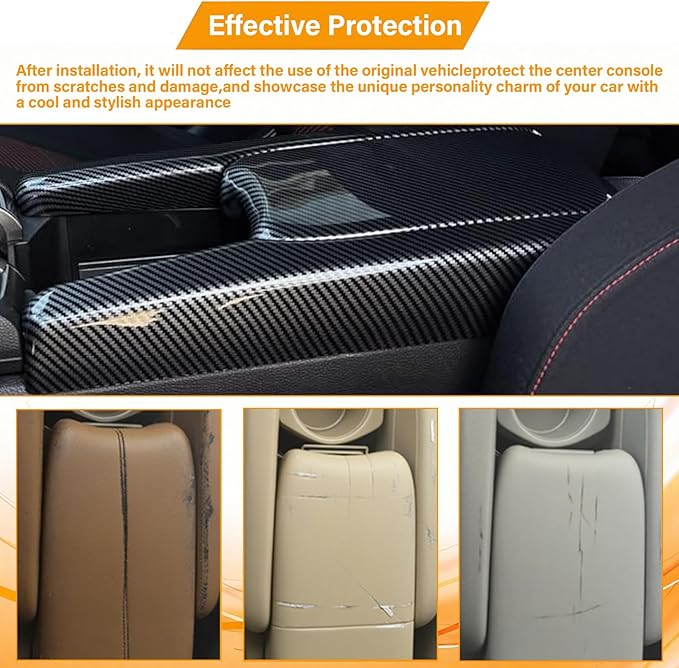 Center Armrest Box Cover Center Console Automatic Gear Shift Panel Cover Gear Shift Knob Cover Compatible with Honda Civic 10th Gen 2016-2021 Carbon Fiber Style (8 Pcs)