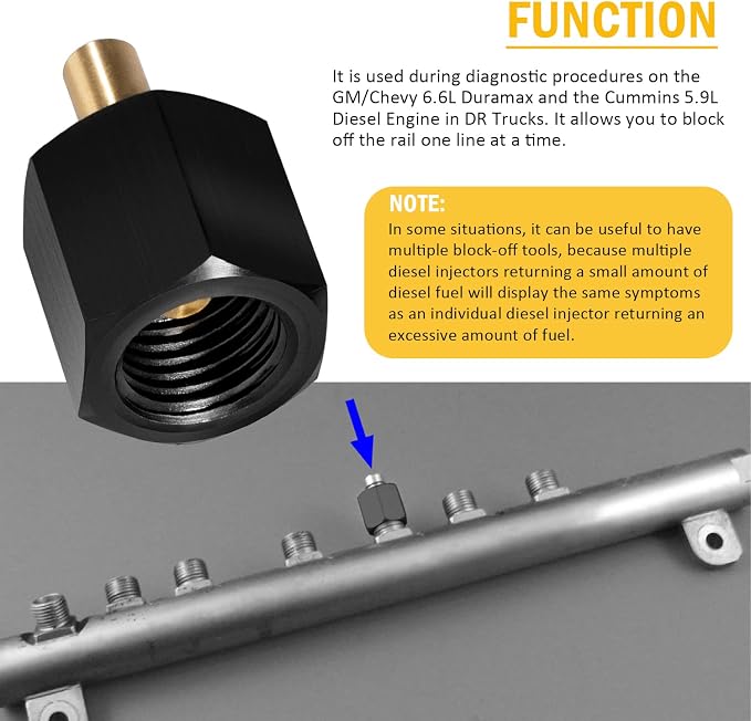 EN-47589 9011 Fuel Pressure Test/Block Off Adapter Set for Dodge Ram, GMC/Chevy, Medium Duty GMC